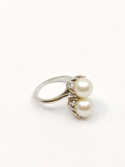 
Bague toi et moi en or gris 750 ornée de...