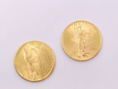 
LOT de deux pièces de 20 dollars type Saint...