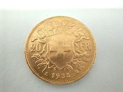 PIECE de 20 francs suisse en or 

1935

Poids...