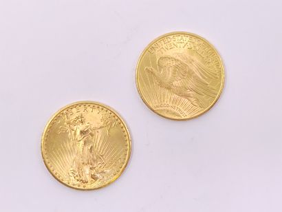 
LOT de deux pièces de 20 dollars type Saint...