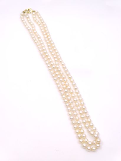 SAUTOIR double rang de perles de culture,...