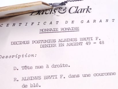 
Monnaie romaine Decimius Albinus BRUTI F

Denier...