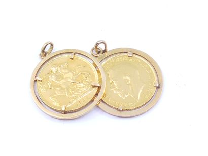 DEUX pendentifs en or jaune 750° ornée de...