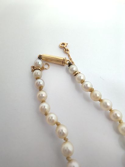 COLLIER de 85 perles en chute, fermoir à...