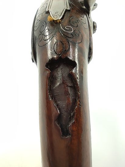 Flintlock travel pistol. 

Round barrel,...
