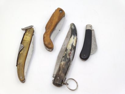 Set of four folding knives, two of which...