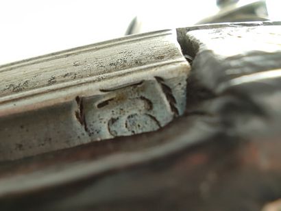 Flintlock travel pistol. 

Round barrel,...