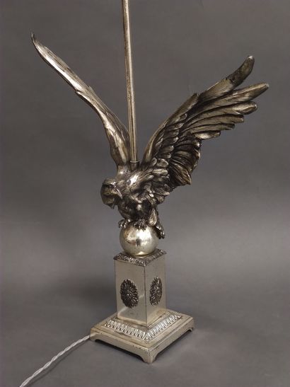 Pair of antique gilded metal lamp bases representing...