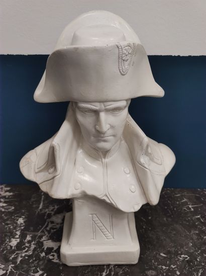 
paire de buste de Napoléon en platre rechampi...