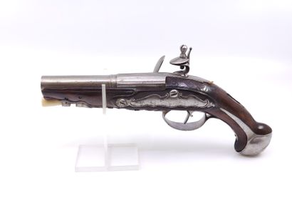 Flintlock travel pistol. 

Round barrel,...