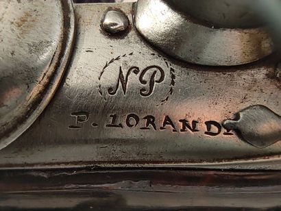 Flintlock travel pistol. 

Round barrel,...