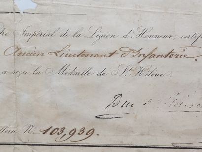Patent of the medal of Saint Helena in the...