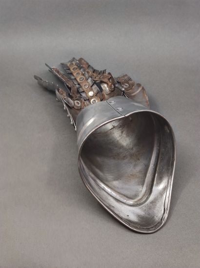 Armour gauntlet. 

Iron, with articulated...
