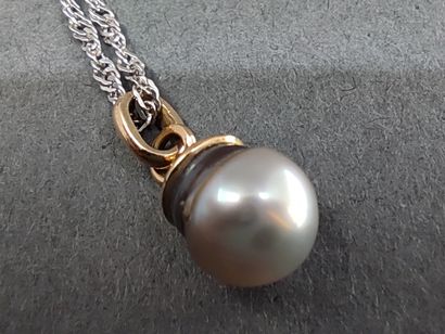 CHAINE en or gris 750 accompagnée d'un pendentif...