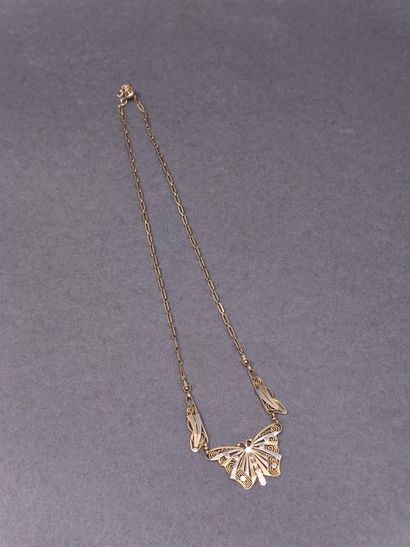 COLLIER colerette en or trois tons ornée...