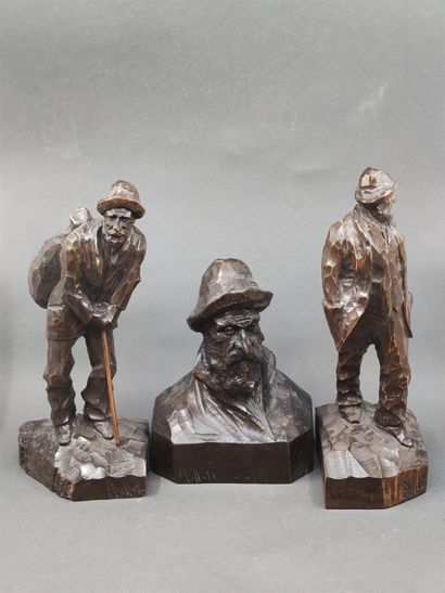 RUFFATO E 

Ensemble de deux statues en bois...