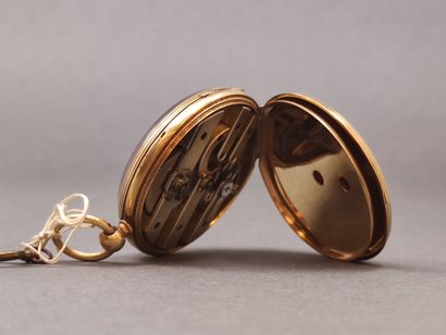 MONTRE de gousset en or jaune 750, cylindre...