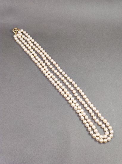 SAUTOIR double rang de perles de culture,...