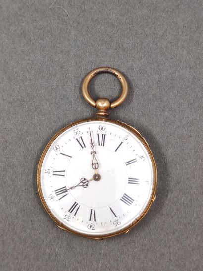 MONTRE de gousset en or jaune 750°, cylindre...