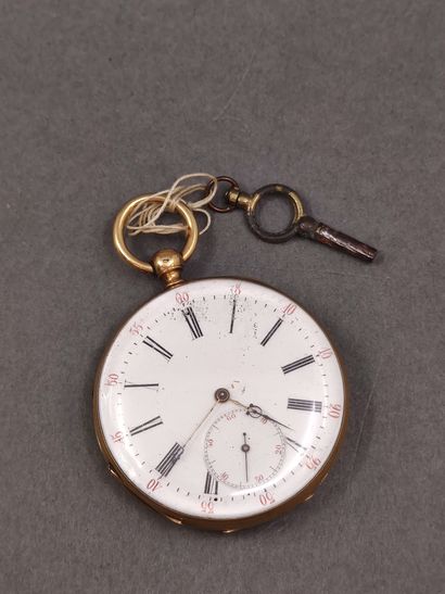 MONTRE de gousset en or jaune 750, cylindre...