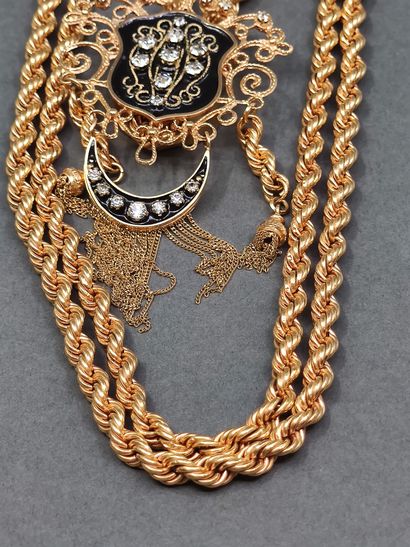 COLLIER sautoir en or jaune 750° ornée de...