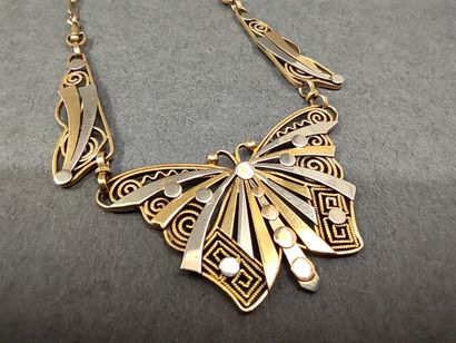 COLLIER colerette en or trois tons ornée...