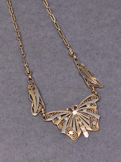 COLLIER colerette en or trois tons ornée...