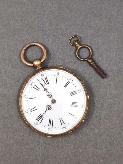 MONTRE de gousset en or jaune 750°, cylindre...