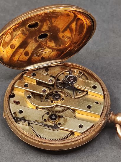 MONTRE de gousset en or jaune 750°, cylindre...
