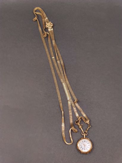 
CHATELAINE en or jaune 750 et son coulant...