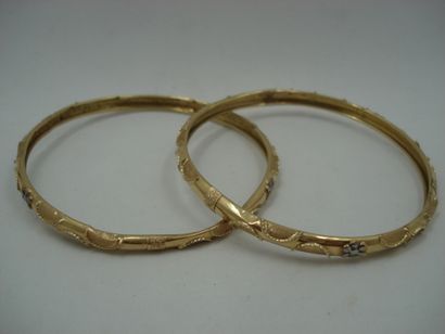 2 Bracelets Or 2 tons 10,72 g joncs fragiles,...