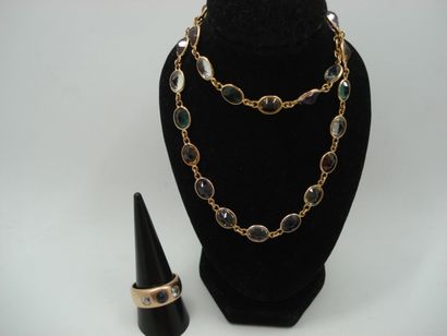 1 Collier Or jaune et pierres couleurs 20,22...