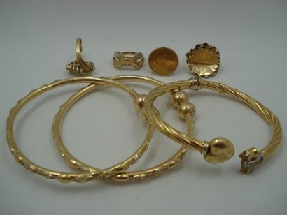 2 Bracelets Or 21,87 g joncs creux boules...