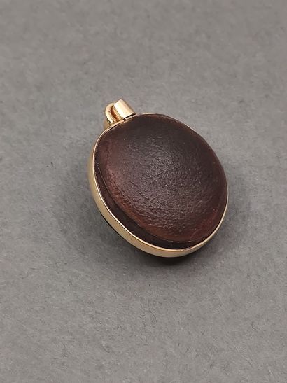 Pendentif Graine cerclé d'or jaune 750°

Signe...