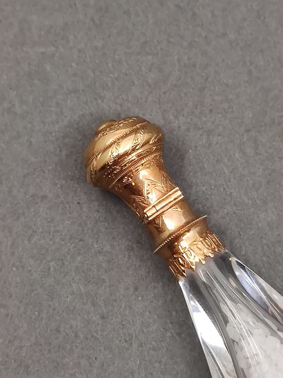 FLACON à sel en verre, bouchon et cerclage...