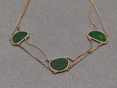 COLLIER colerette ornée de trois jade sculptée

Poids...
