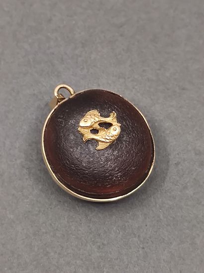 Pendentif Graine cerclé d'or jaune 750°

Signe...