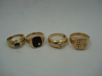 4 Bagues Or 18kt et pierres 18,36 g