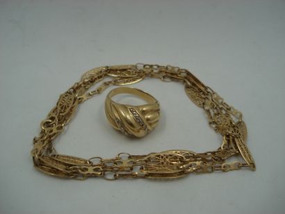 1 Bague Or 18kt et diamants 9,54 g 1 Sautoir...