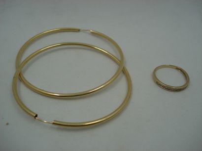 1 Alliance Or 18kt et pierres 1,25 g 1 Paire...