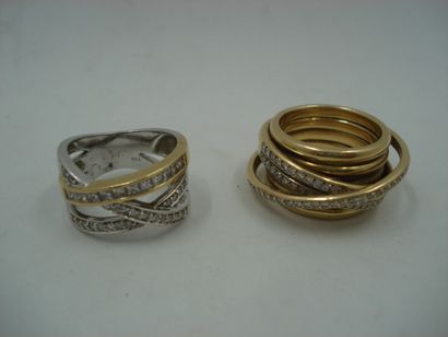 1 Bague Or 2 tons 18kt et diamants 9,23 g...