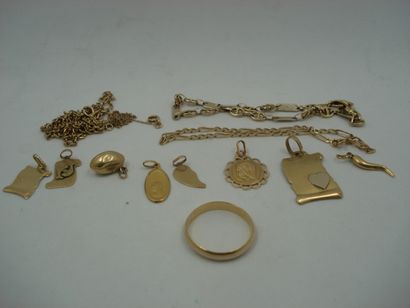 2 Chaînes Or 18kt 10,20 g 8 Pendentifs Or...
