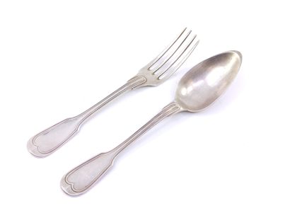 Couvert en argent modèle au filet 

Poinçon...