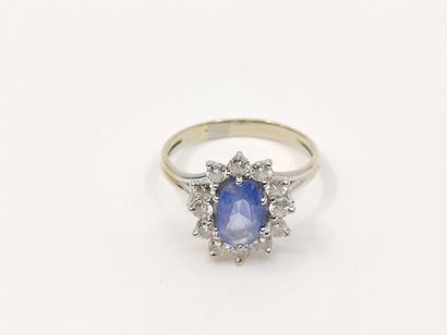 BAGUE marguerite en or jaune 750°, ornée...