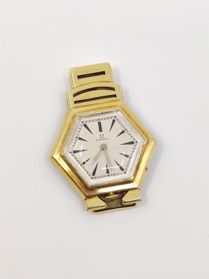 OMEGA - MONTRE CLIP ou agrafe en or jaune...