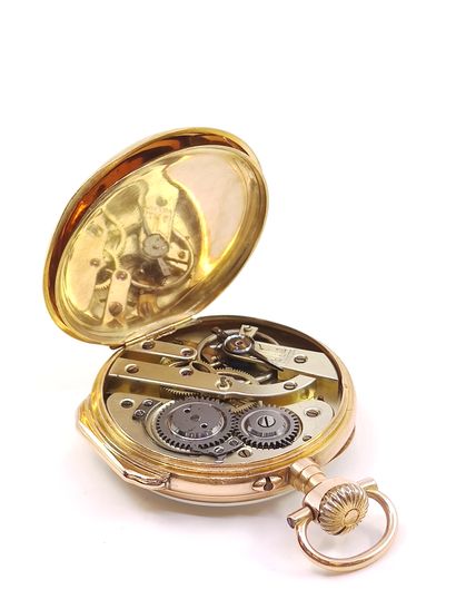MONTRE de gousset en or jaune 750° 

Poids...
