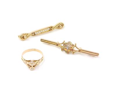 LOT d'or 750° comprenant :

Deux broches...
