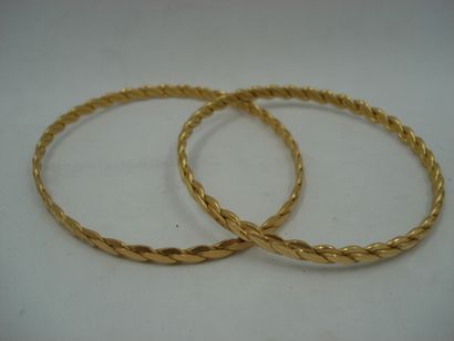 2 Bracelets Or 22kt 40,24 g rigides joncs...
