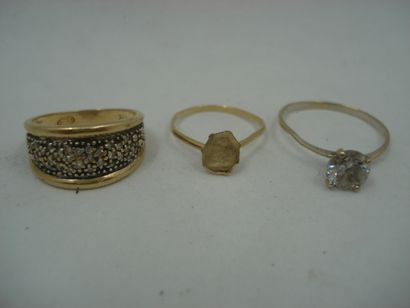 1 Bague Or 18kt 2 tons et diamants 4,41 g...