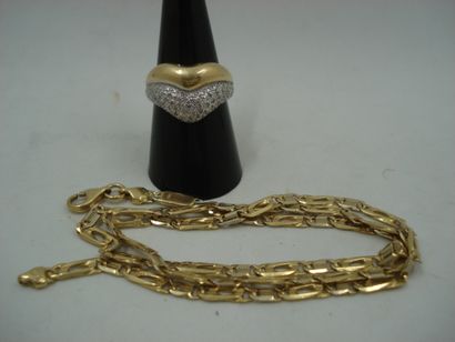1 Bague Or 2 tons 18kt et diamantée 6,28...